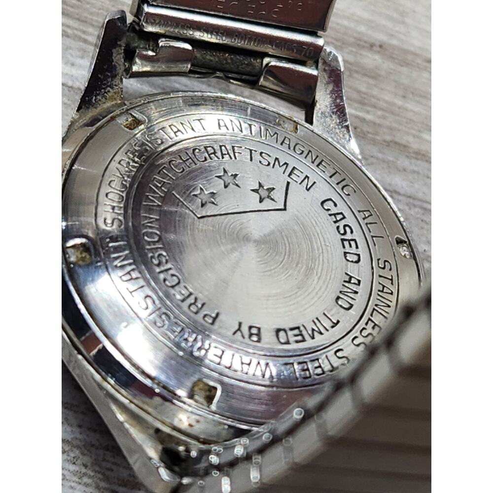 Vintage Melbun Incabloc Watch Mens 17 Jewels White Dial Military 1950s, Working - Picture 5 of 8